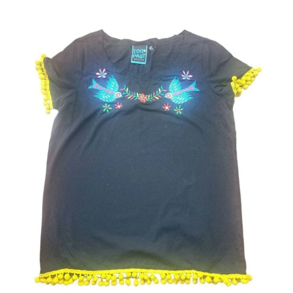 Too Fast Brand Blouse Boho Short Sleeve